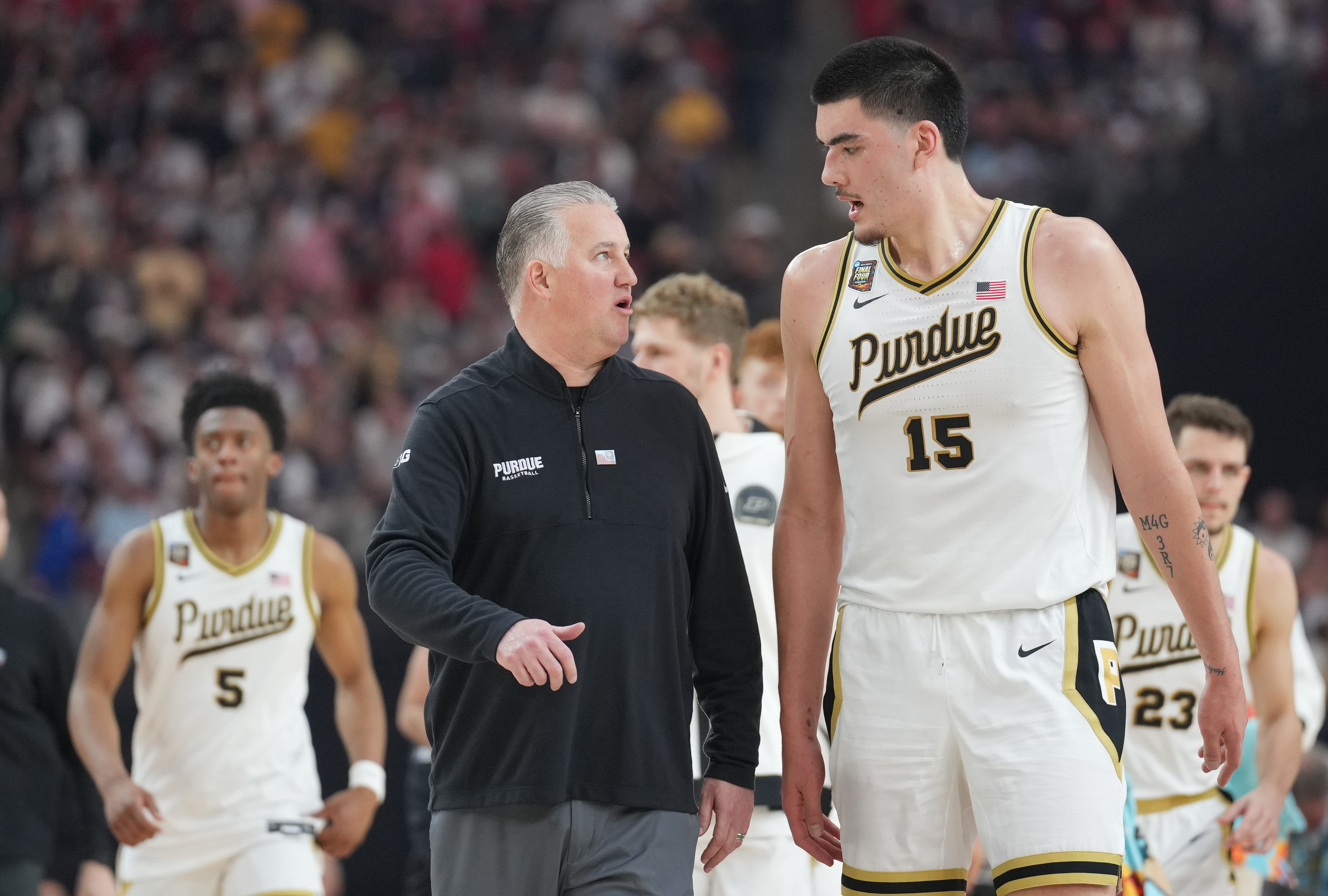 Matt Painter and Zach Edey in 2024. - Source: Robert Deutsch, Imagn